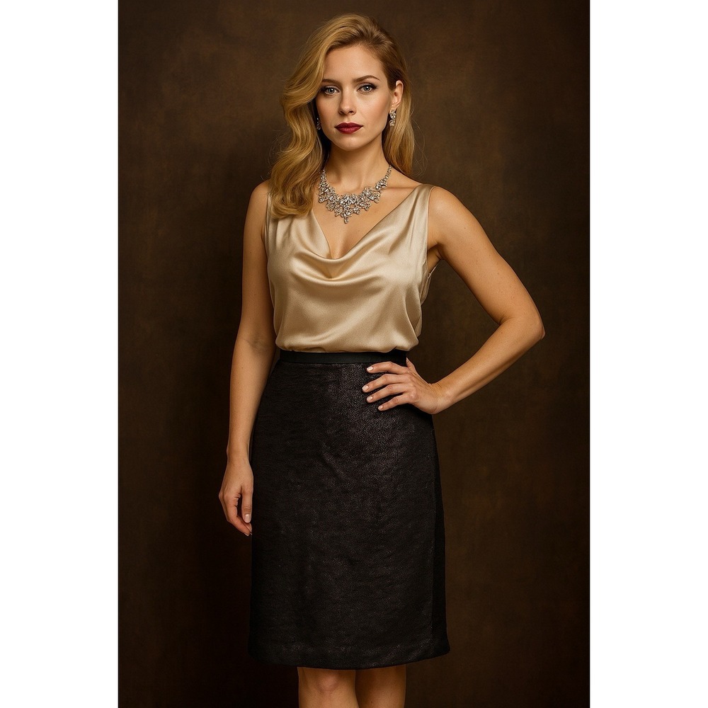La Perla Black Skirt SZ EU 46 Glam Sophistication Romantic‎ Edgy Made in Italy